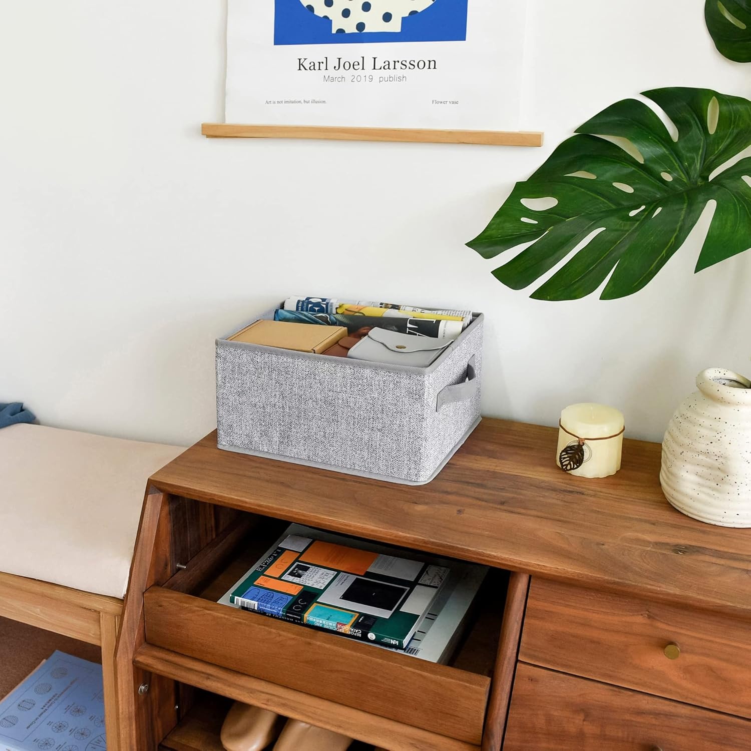 image:imageGRANNY SAYS Bundle of 3Pack Cloth Storage Boxes amp 2Pack Wicker Shelf Baskets