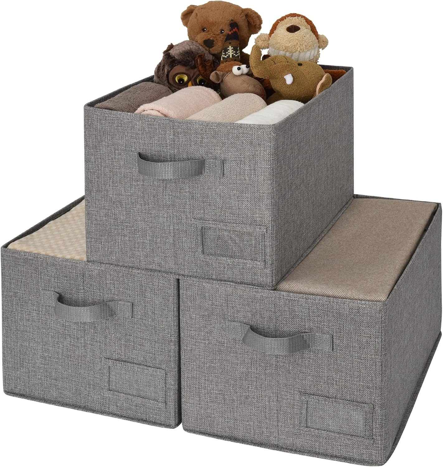 image:imageGRANNY SAYS Bundle of 3Pack Fabric Storage Bins with Lid amp 3Pack Rectangle Lidless Storage Bins