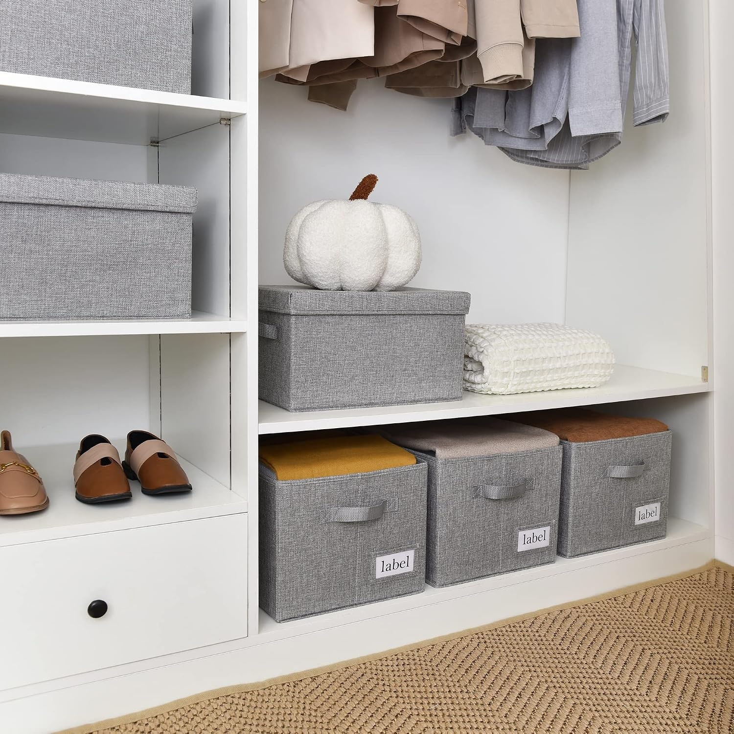 image:imageGRANNY SAYS Bundle of 3Pack Fabric Storage Bins with Lid amp 3Pack Rectangle Lidless Storage Bins