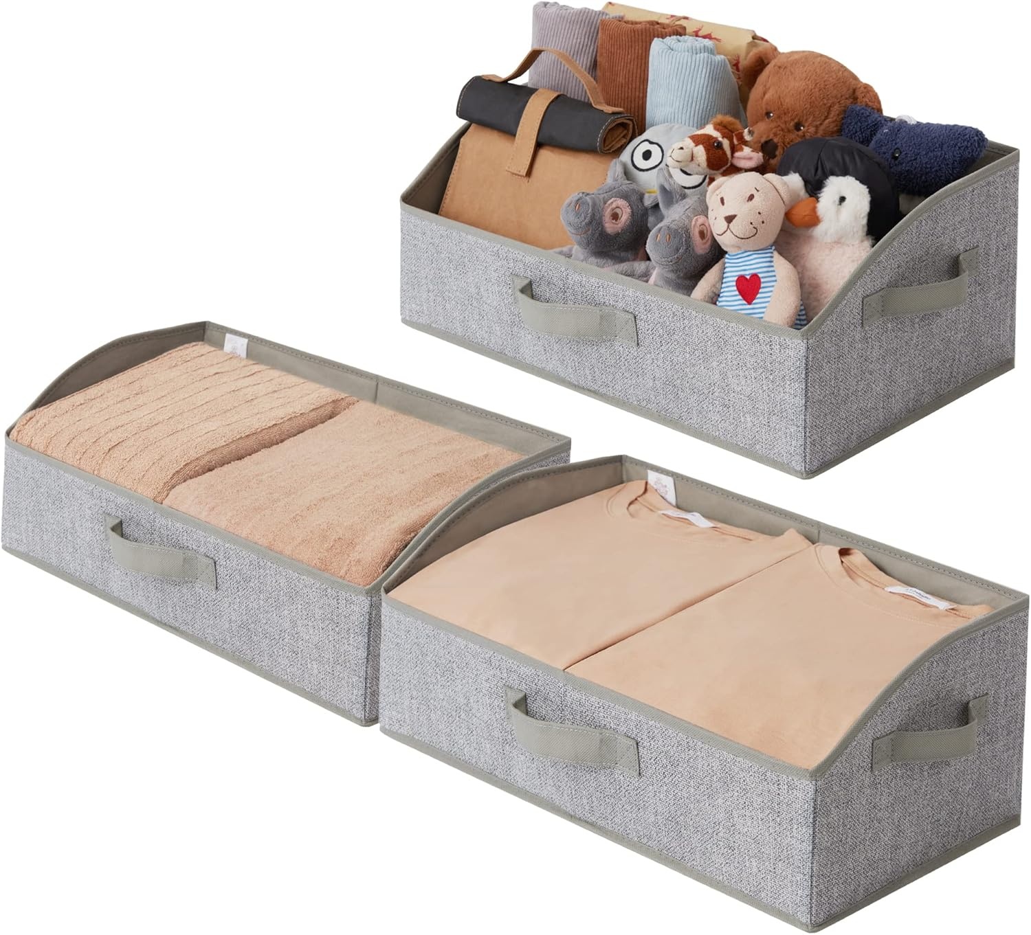 image:imageGRANNY SAYS Bundle of 3Pack Gray Rectangular Storage Bins amp 3Pack Gray Trapezoid Storage Bins