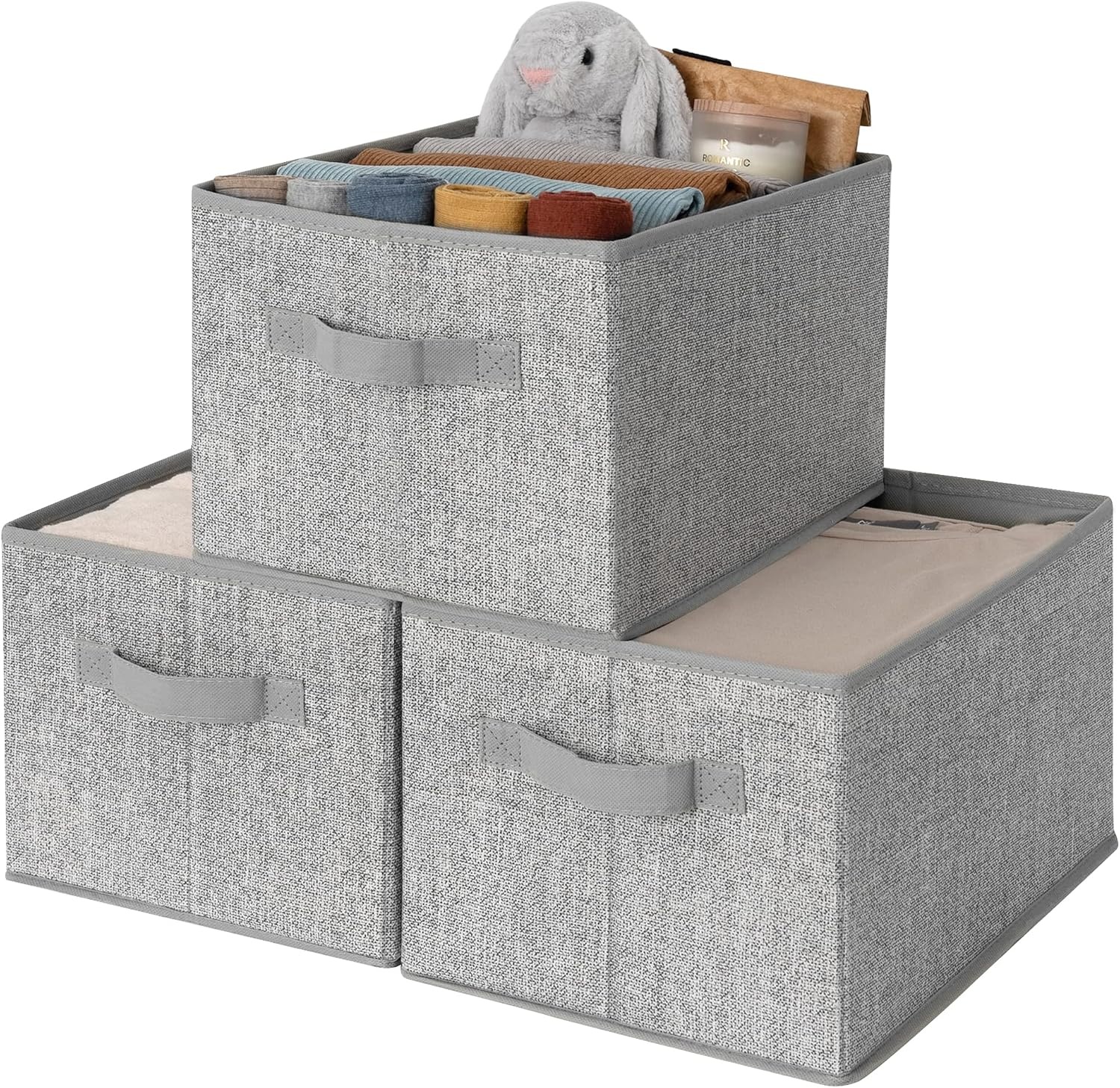 image:imageGRANNY SAYS Bundle of 3Pack Gray Rectangular Storage Bins amp 3Pack Gray Trapezoid Storage Bins