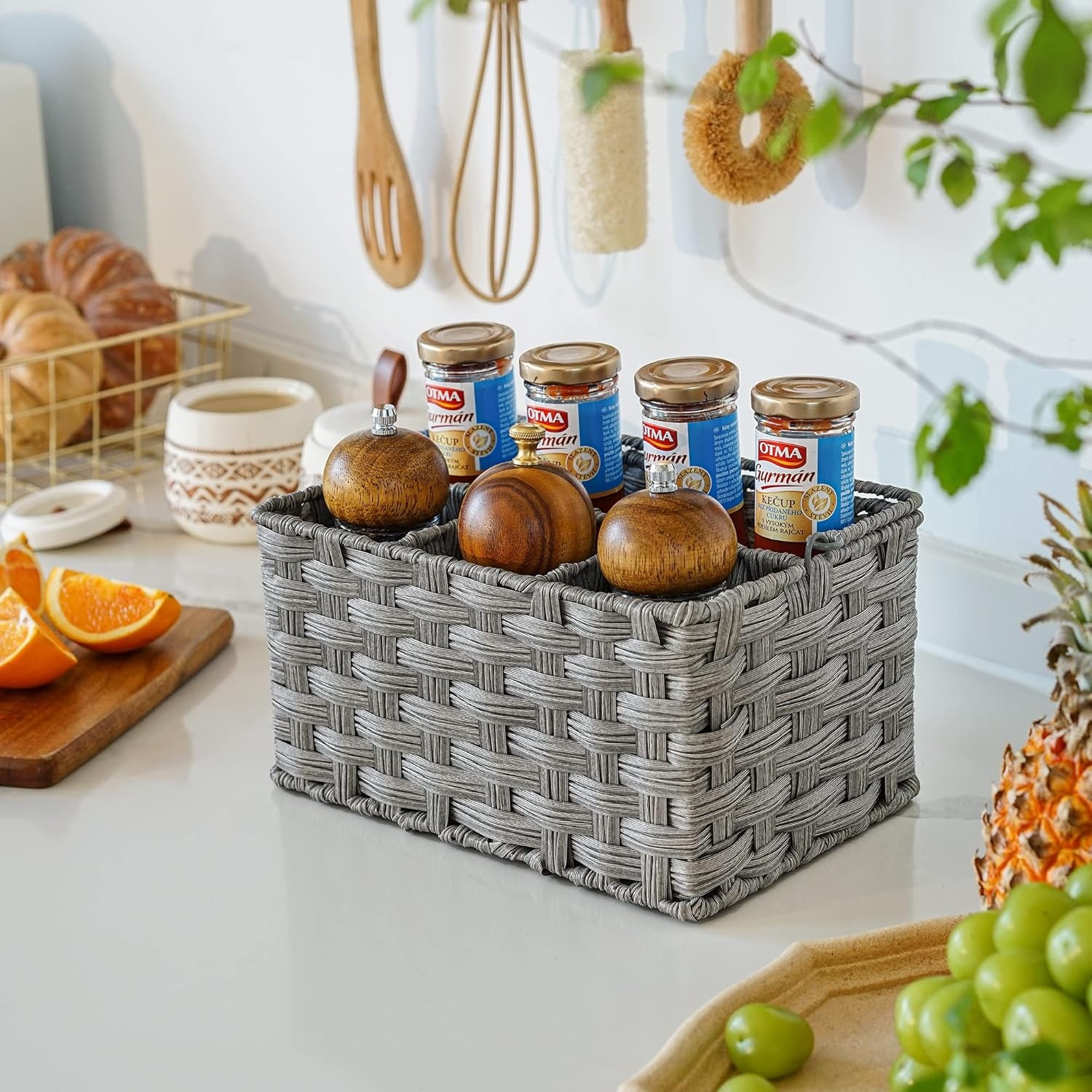 image:imageGRANNY SAYS Bundle of 3Pack Grey Baskets For Storage amp 1Pack Silverware Organizer Small