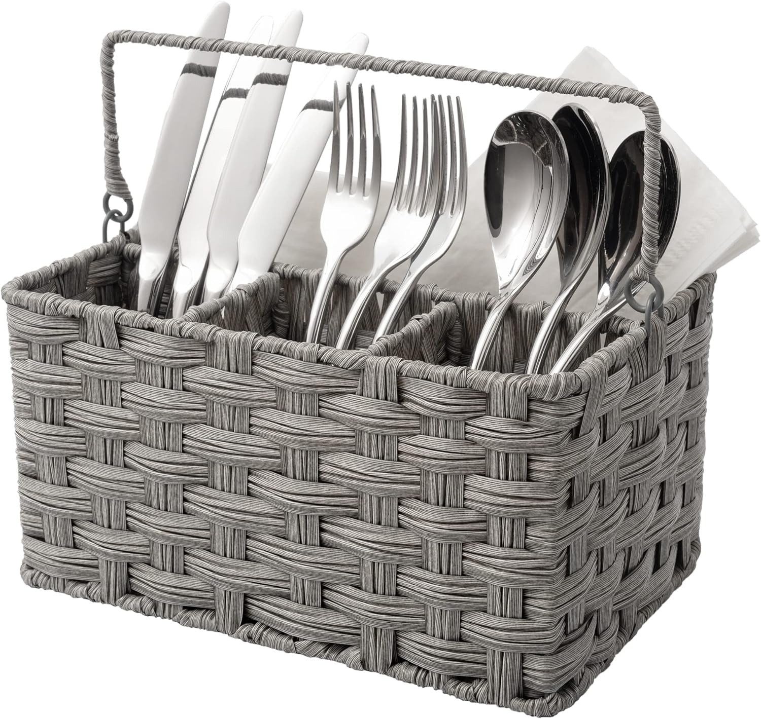 image:imageGRANNY SAYS Bundle of 3Pack Grey Baskets For Storage amp 1Pack Silverware Organizer Small