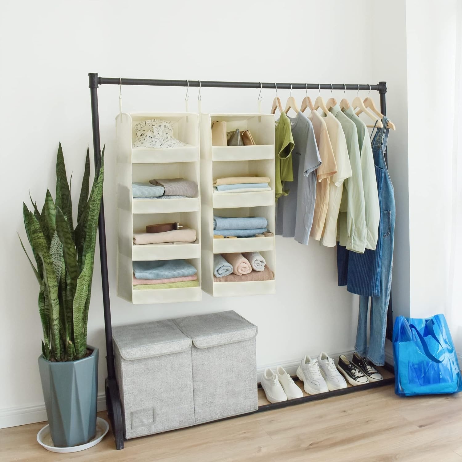 image:imageGRANNY SAYS Bundle of 3Pack Storage Boxes for Closet amp 2Pack Hanging Closet Organizer