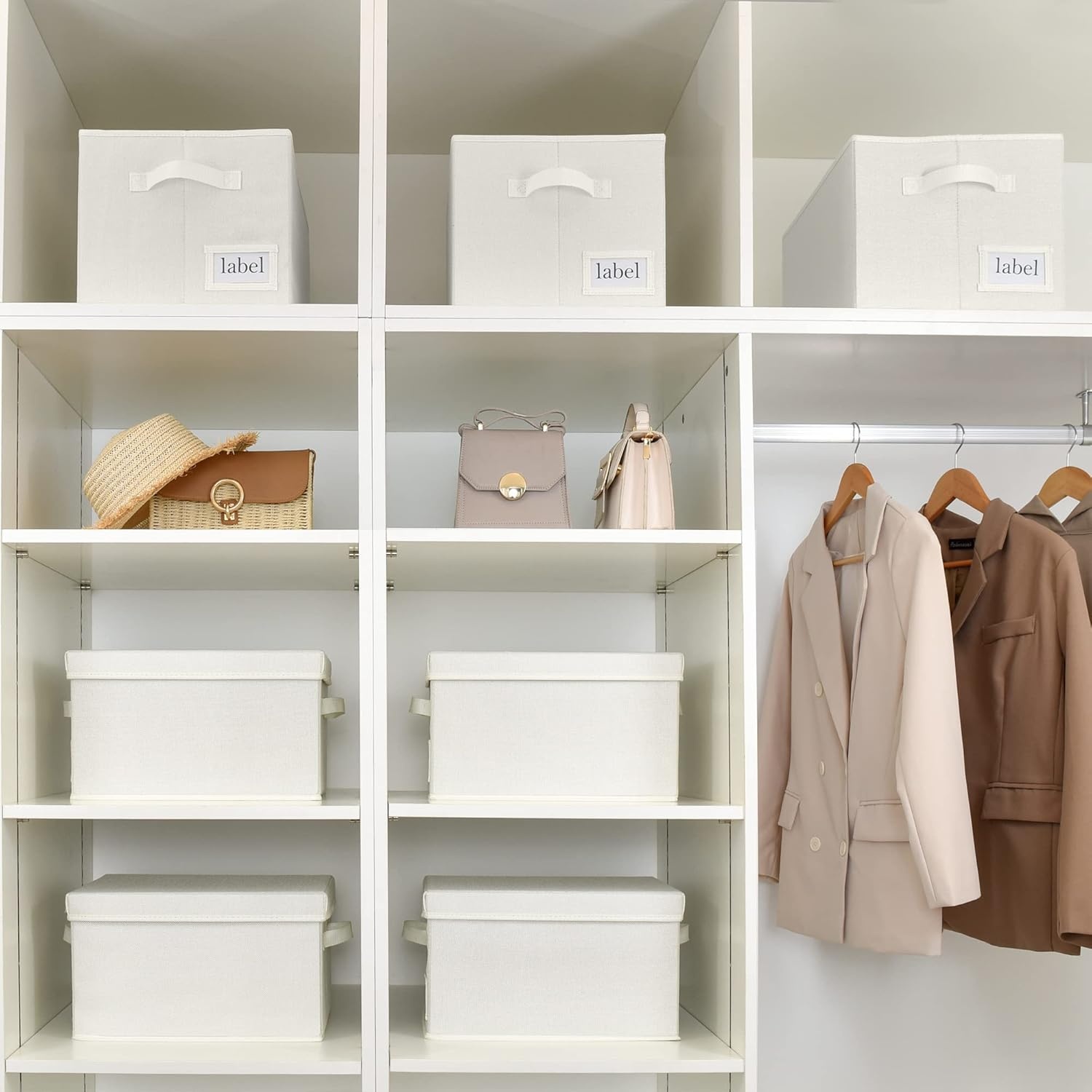 image:imageGRANNY SAYS Bundle of 3Pack Storage Boxes for Closet amp 2Pack Hanging Closet Organizer