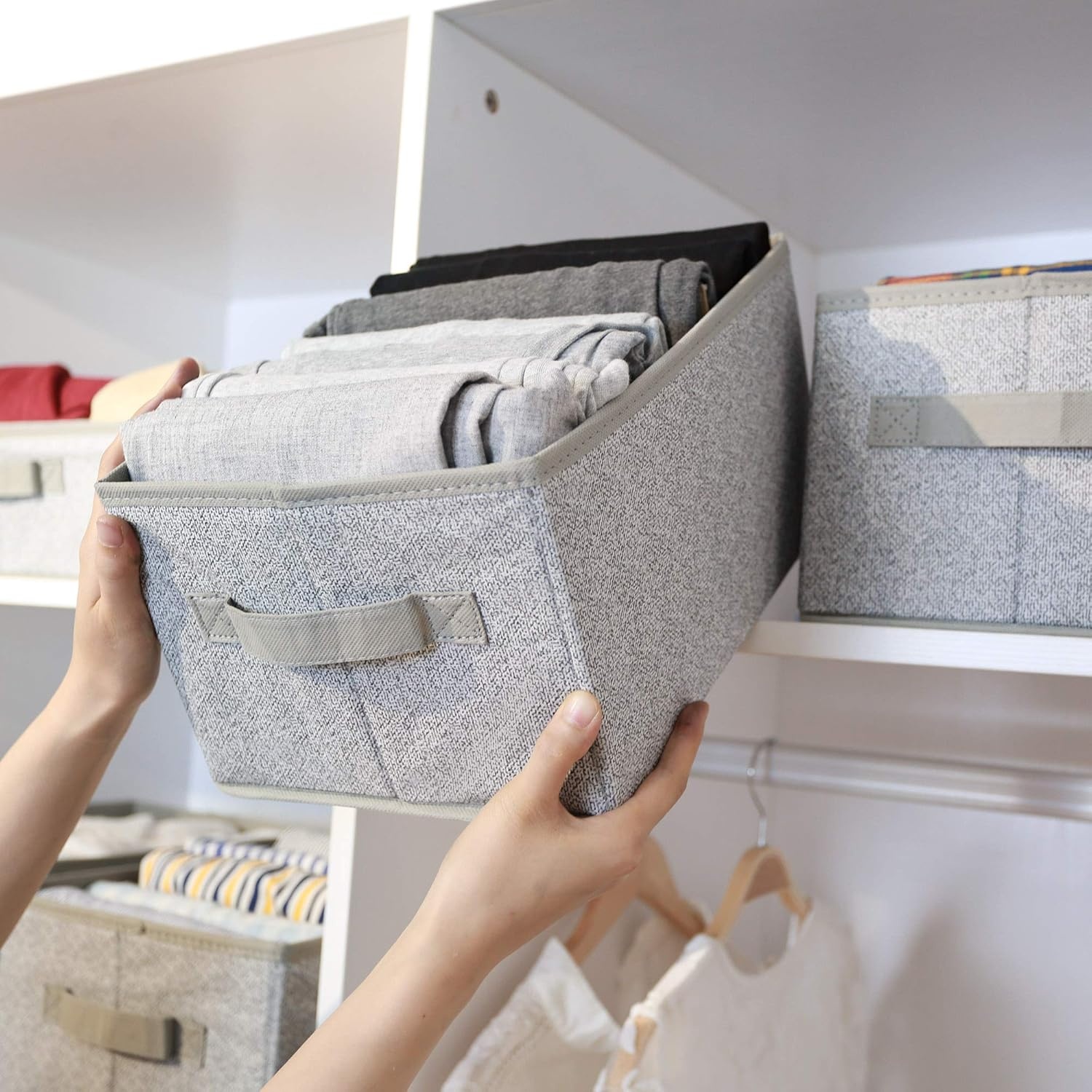 image:imageGRANNY SAYS Bundle of 3Pack Trapezoid Closet Storage Bins amp 3Pack Rectangle Lidless Storage Bins