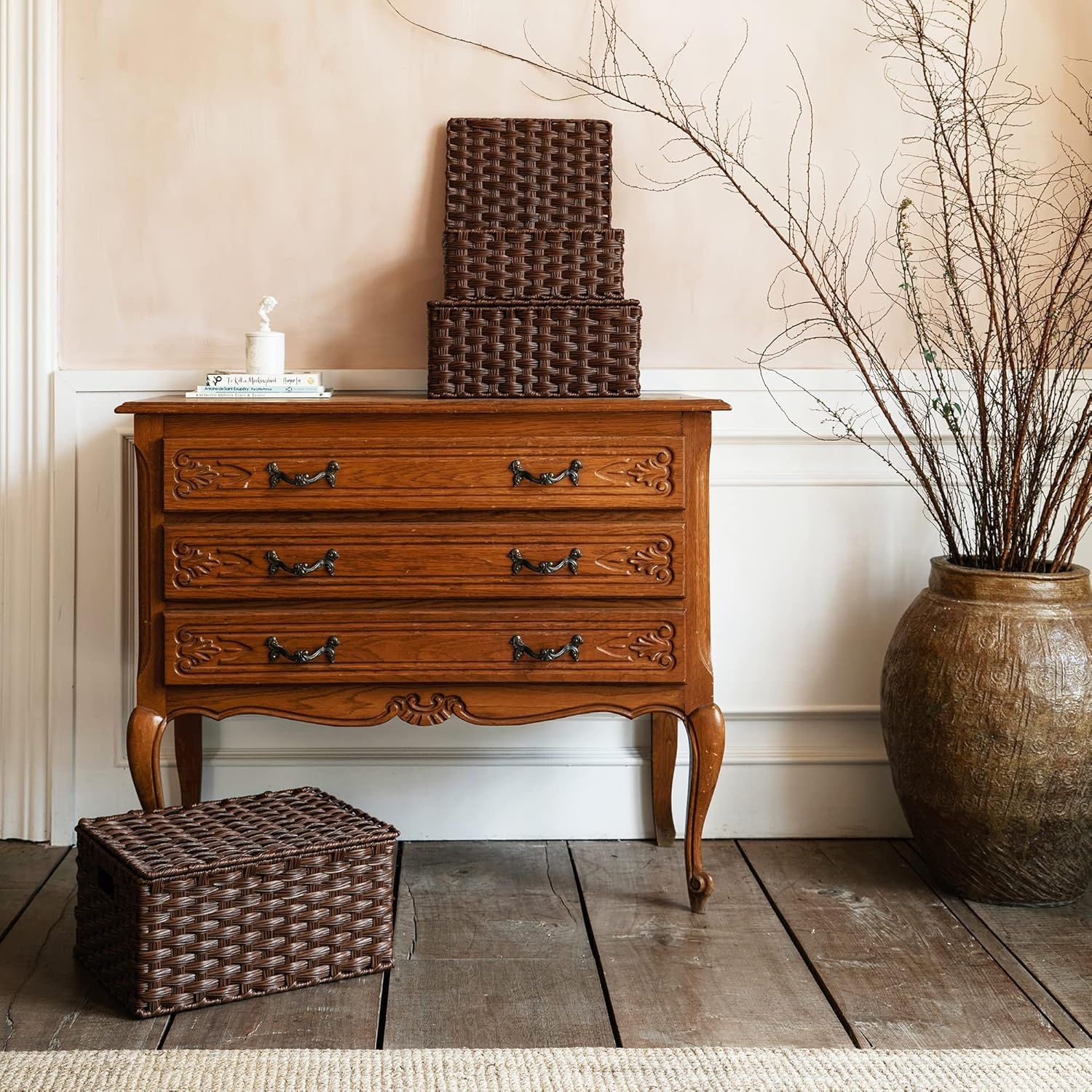 image:imageGRANNY SAYS Bundle of 3Pack Wicker Baskets Storage amp 1Pack Over Door Hanging Organizer
