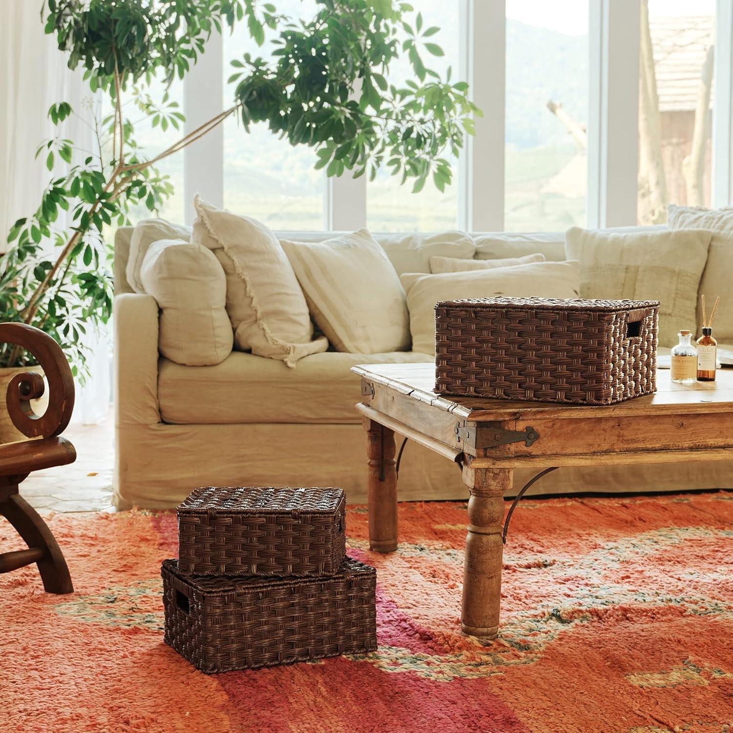 image:imageGRANNY SAYS Bundle of 3Pack Wicker Baskets Storage amp 1Pack Over Door Hanging Organizer