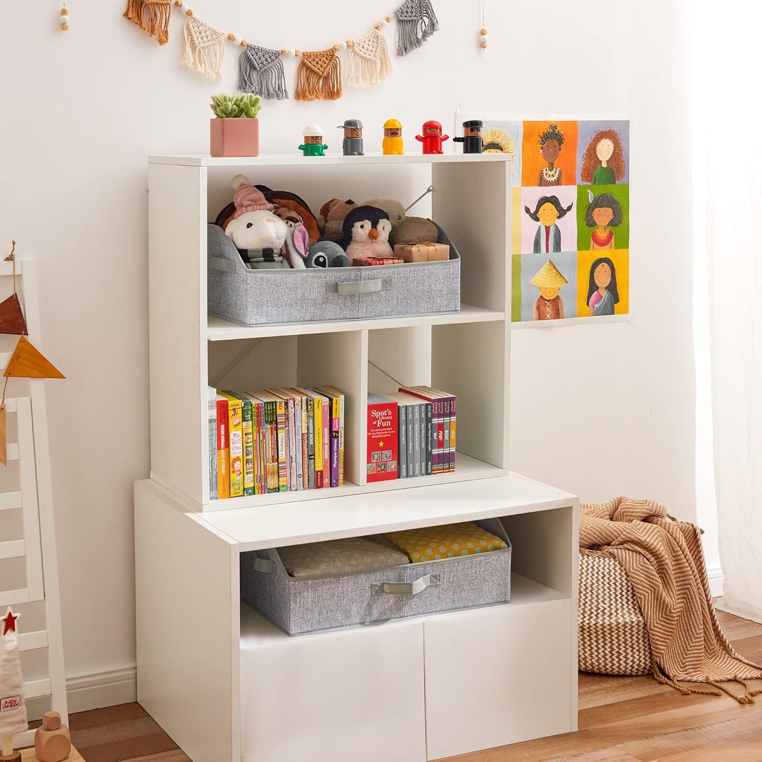 image:imageGRANNY SAYS Bundle of Two Sets 3Pack Wardrobe Storage Bins amp One Set 3Pack Trapezoid Storage Bins for Closet Shelves