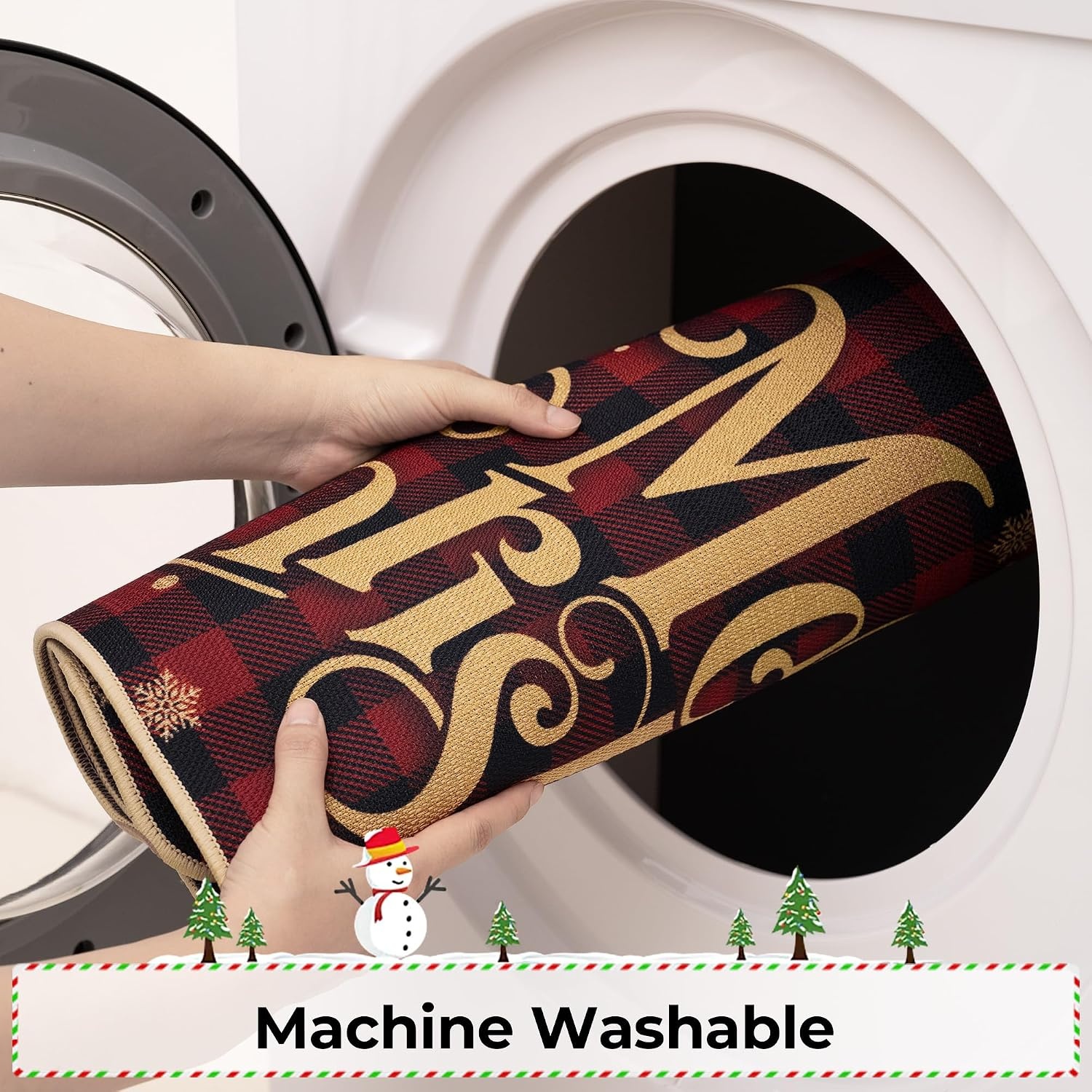 image:imageGRANNY SAYS Christmas Kitchen Rugs Sets of 2 Kitchen Mats for Floor Christmas Decorations Indoor Washable Rugs for Kitchen Floor Mat Rustic Christmas Ornaments 17x30 and 17x47 Santa Claus