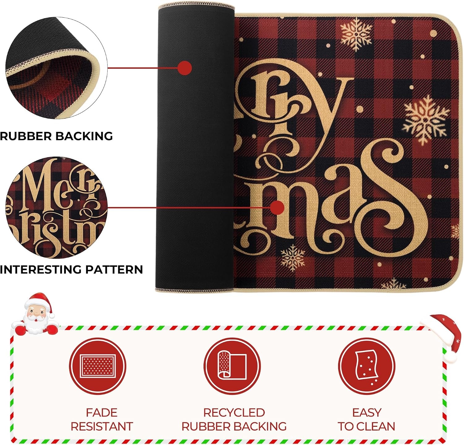 image:imageGRANNY SAYS Christmas Kitchen Rugs Sets of 2 Kitchen Mats for Floor Christmas Decorations Indoor Washable Rugs for Kitchen Floor Mat Rustic Christmas Ornaments 17x30 and 17x47 Santa Claus