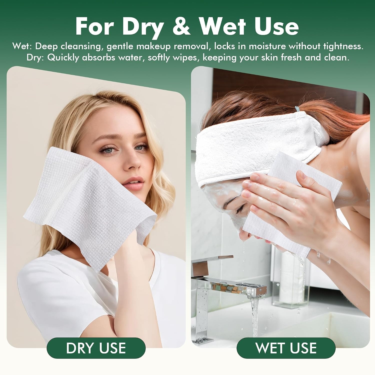image:imageGRANNY SAYS Disposable Face Towel 75 CountBox 10 x 8 Biobased Face Towels Face Towelettes Disposable Super Soft Facial Towels for Sensitive Skin Travel Makeup Remover
