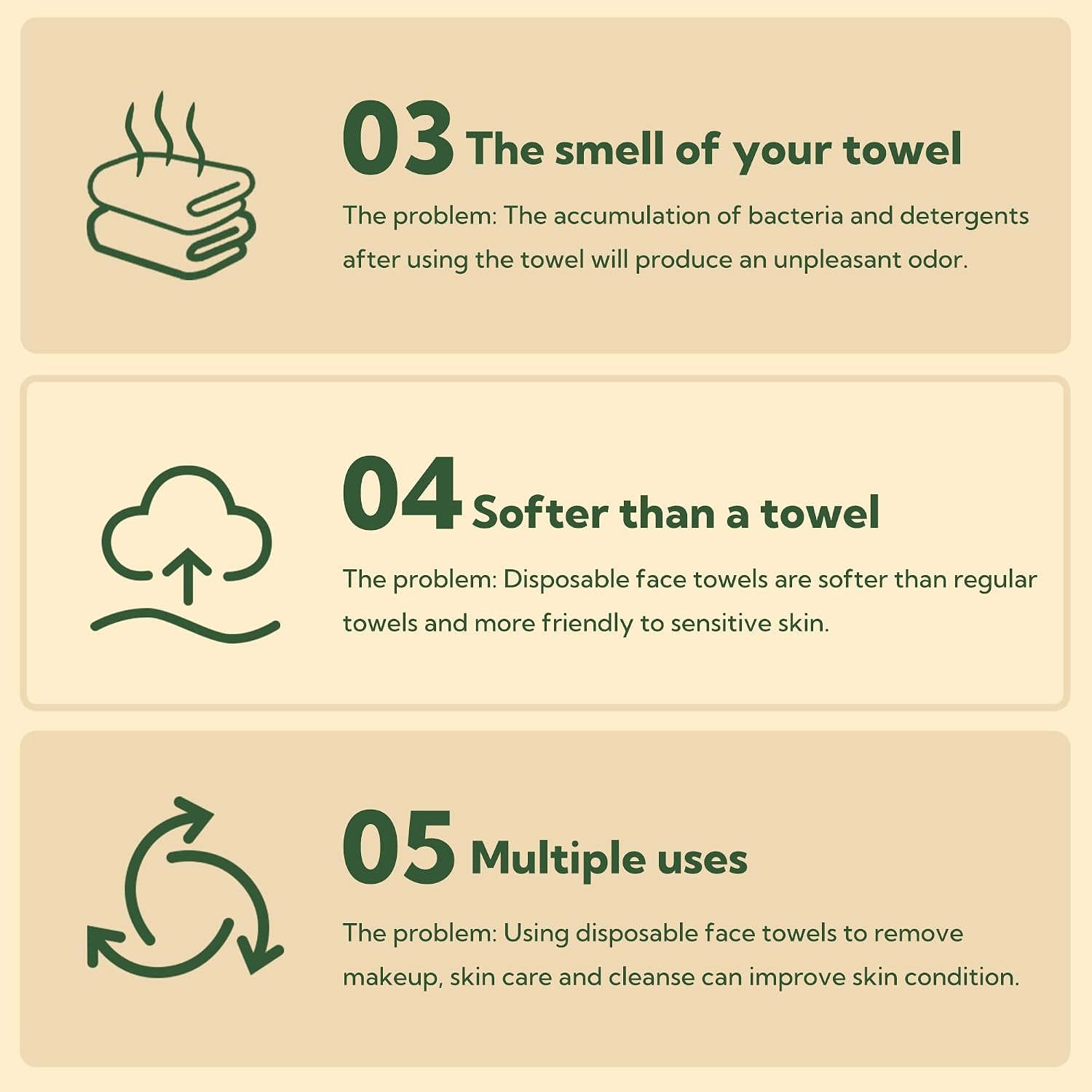 image:imageGRANNY SAYS Disposable Face Towels Bamboo Viscose Face Towelettes Disposable Biobased Face Towel Makeup Removing Wipes Super Soft for Sensitive Skin 8x10 50 Count1 Box