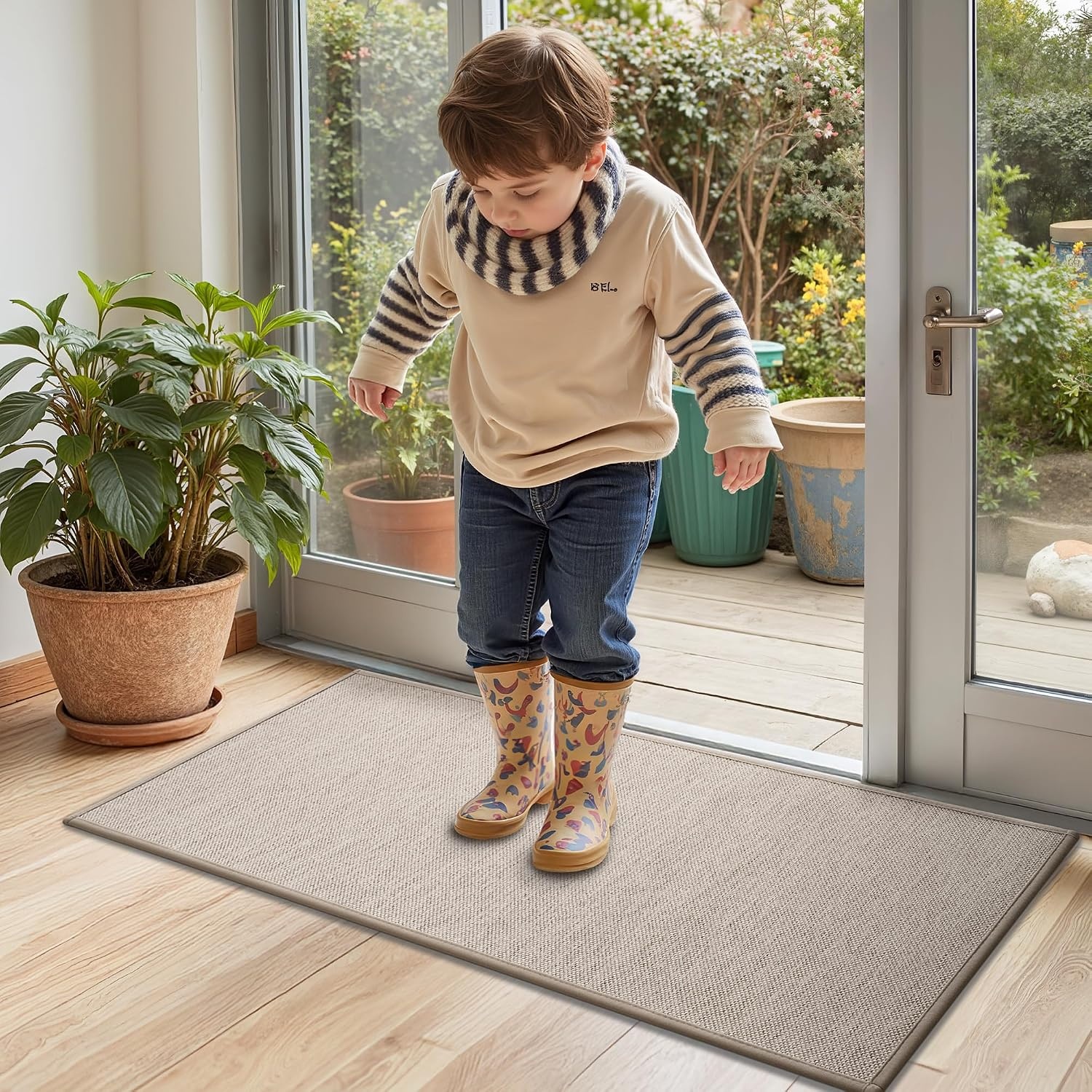 image:imageGRANNY SAYS Door Mat Inside Entrance NonSlip Rubber 17 47 Front Door Mat for Entryway Welcome Mats Washable Entry Front Porch Mats Runner Thin Low Profile Resist Dirt Absorbent Beige