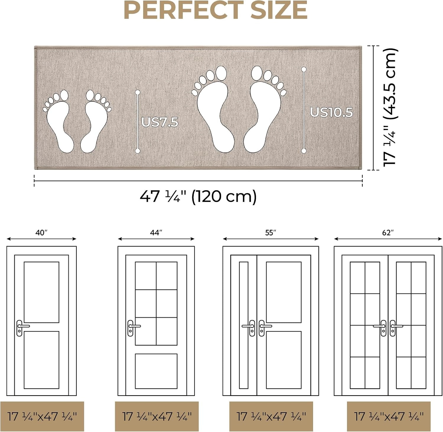 image:imageGRANNY SAYS Door Mat Inside Entrance NonSlip Rubber 17 47 Front Door Mat for Entryway Welcome Mats Washable Entry Front Porch Mats Runner Thin Low Profile Resist Dirt Absorbent Beige