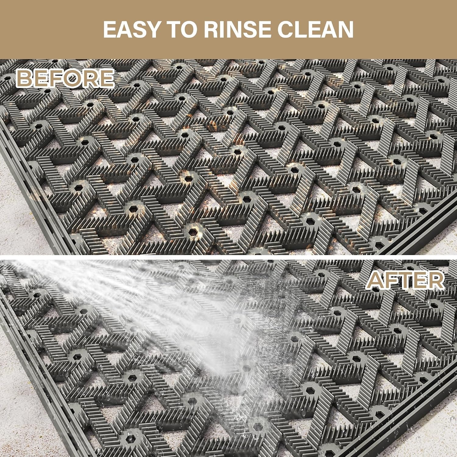 image:imageGRANNY SAYS Front Door Mat Indoor Entrance Entryway Rugs Non Slip Washable Waterproof Welcome Rubber Door Mat for Outside Entrance Low Profile Outdoor Mats for Front Door Grey 19 x 295Grey
