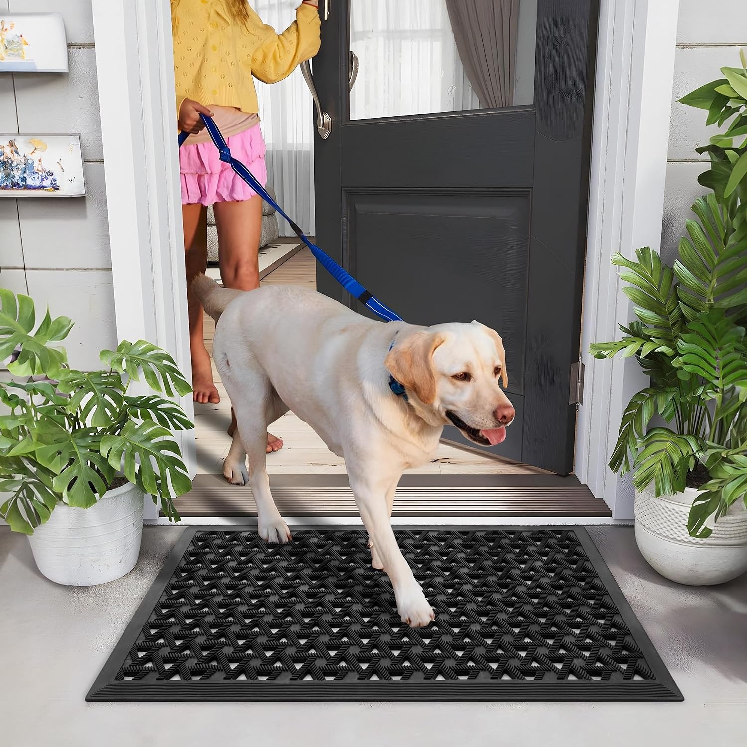image:imageGRANNY SAYS Front Door Mat Indoor Entrance Entryway Rugs Non Slip Washable Waterproof Welcome Rubber Door Mat for Outside Entrance Low Profile Outdoor Mats for Front Door Grey 19 x 295Black
