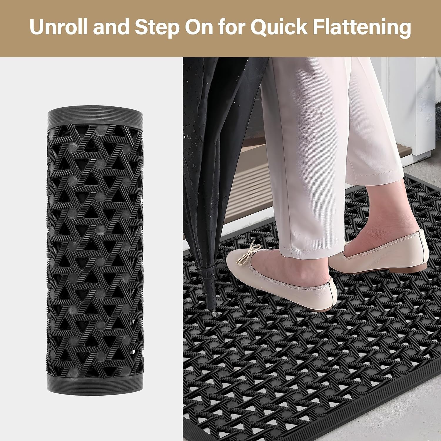 image:imageGRANNY SAYS Front Door Mat Indoor Entrance Entryway Rugs Non Slip Washable Waterproof Welcome Rubber Door Mat for Outside Entrance Low Profile Outdoor Mats for Front Door Grey 19 x 295Black