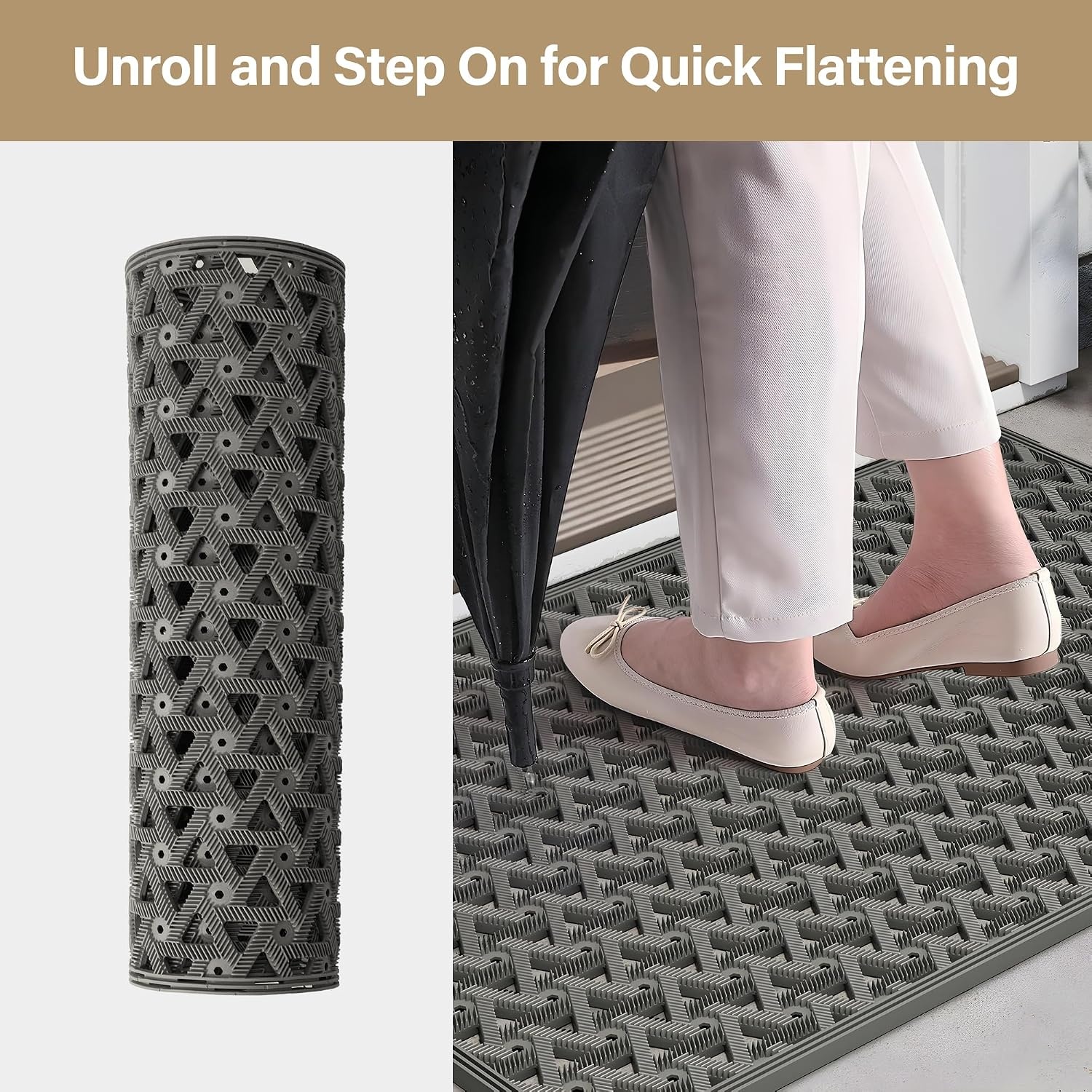 image:imageGRANNY SAYS Front Door Mat Indoor Entrance Entryway Rugs Non Slip Washable Waterproof Welcome Rubber Door Mat for Outside Entrance Low Profile Outdoor Mats for Front Door Grey 19 x 295Grey