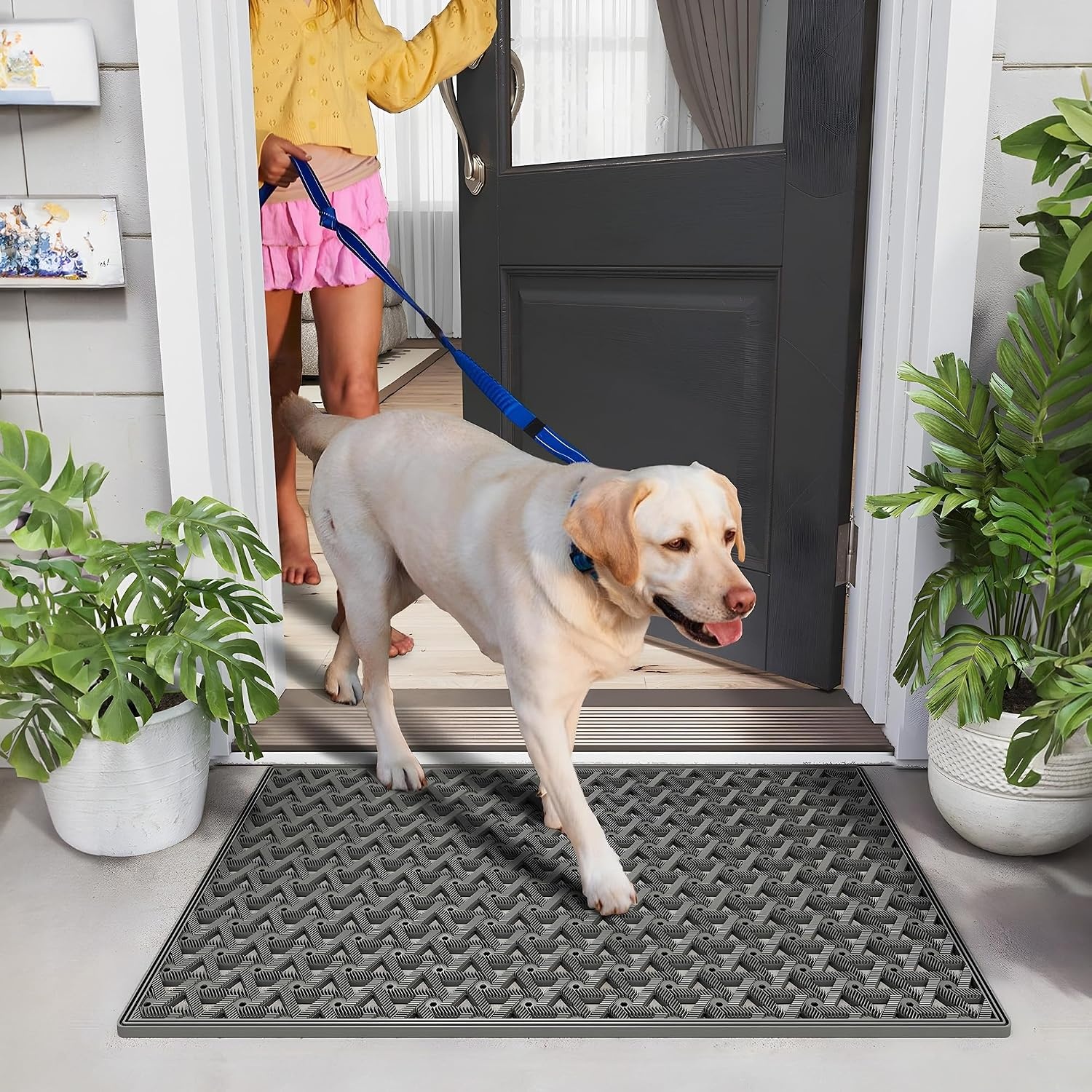 image:imageGRANNY SAYS Front Door Mat Indoor Entrance Entryway Rugs Non Slip Washable Waterproof Welcome Rubber Door Mat for Outside Entrance Low Profile Outdoor Mats for Front Door Grey 19 x 295Grey
