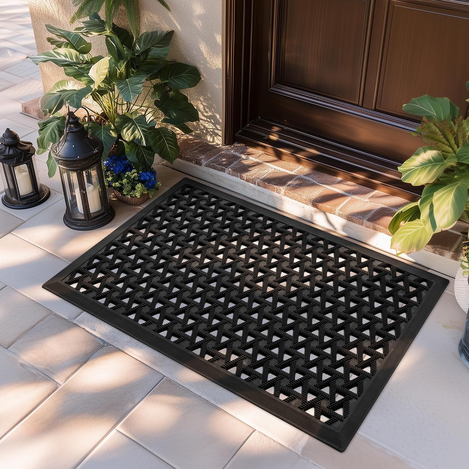 image:imageGRANNY SAYS Front Door Mat Indoor Entrance Entryway Rugs Non Slip Washable Waterproof Welcome Rubber Door Mat for Outside Entrance Low Profile Outdoor Mats for Front Door Grey 19 x 295Black