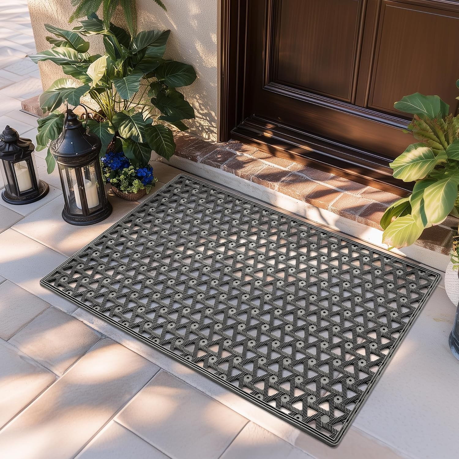 image:imageGRANNY SAYS Front Door Mat Indoor Entrance Entryway Rugs Non Slip Washable Waterproof Welcome Rubber Door Mat for Outside Entrance Low Profile Outdoor Mats for Front Door Grey 19 x 295Grey