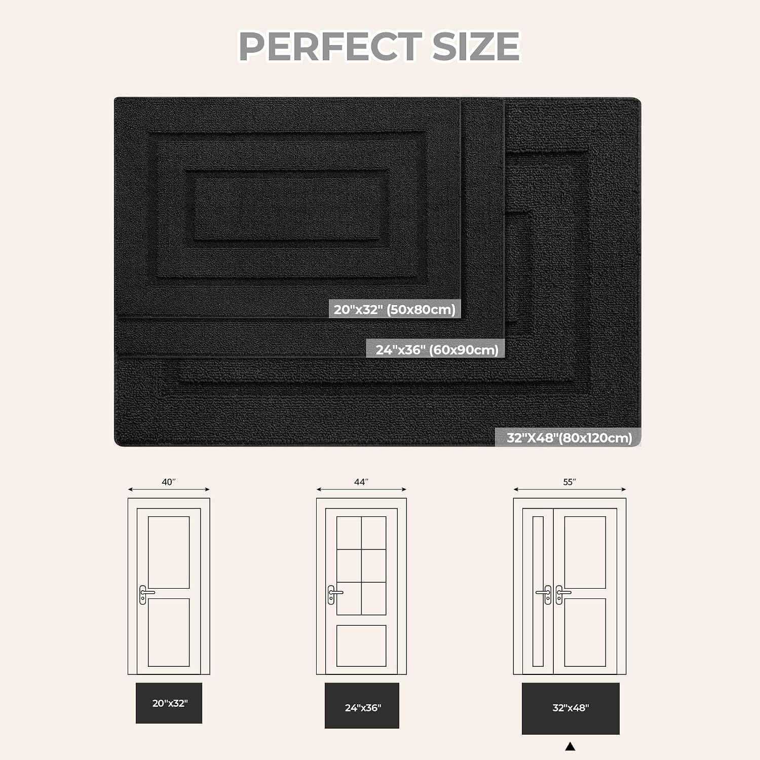 image:imageGRANNY SAYS Front Door Mat Indoor Entrance Indoor Door Rugs for Entryway LowProfile NonSlip Outdoor Rugs Washable Floor Mat Welcome Mat 32x20 GreyAblack