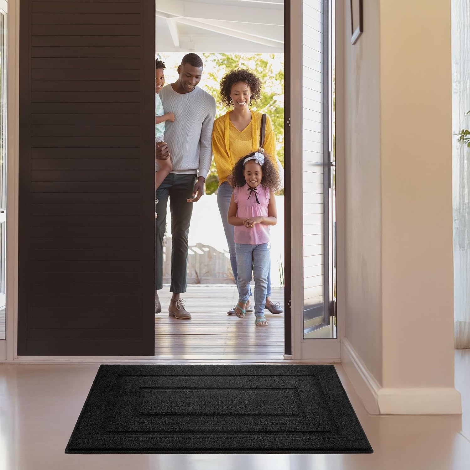 image:imageGRANNY SAYS Front Door Mat Indoor Entrance Indoor Door Rugs for Entryway LowProfile NonSlip Outdoor Rugs Washable Floor Mat Welcome Mat 32x20 GreyAblack