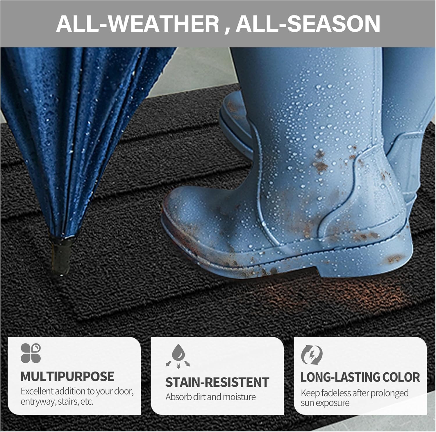 image:imageGRANNY SAYS Front Door Mat Indoor Entrance Indoor Door Rugs for Entryway LowProfile NonSlip Outdoor Rugs Washable Floor Mat Welcome Mat 32x20 GreyAblack
