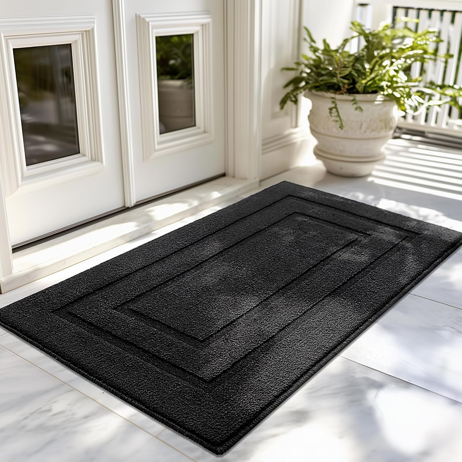 image:imageGRANNY SAYS Front Door Mat Indoor Entrance Indoor Door Rugs for Entryway LowProfile NonSlip Outdoor Rugs Washable Floor Mat Welcome Mat 32x20 GreyAblack