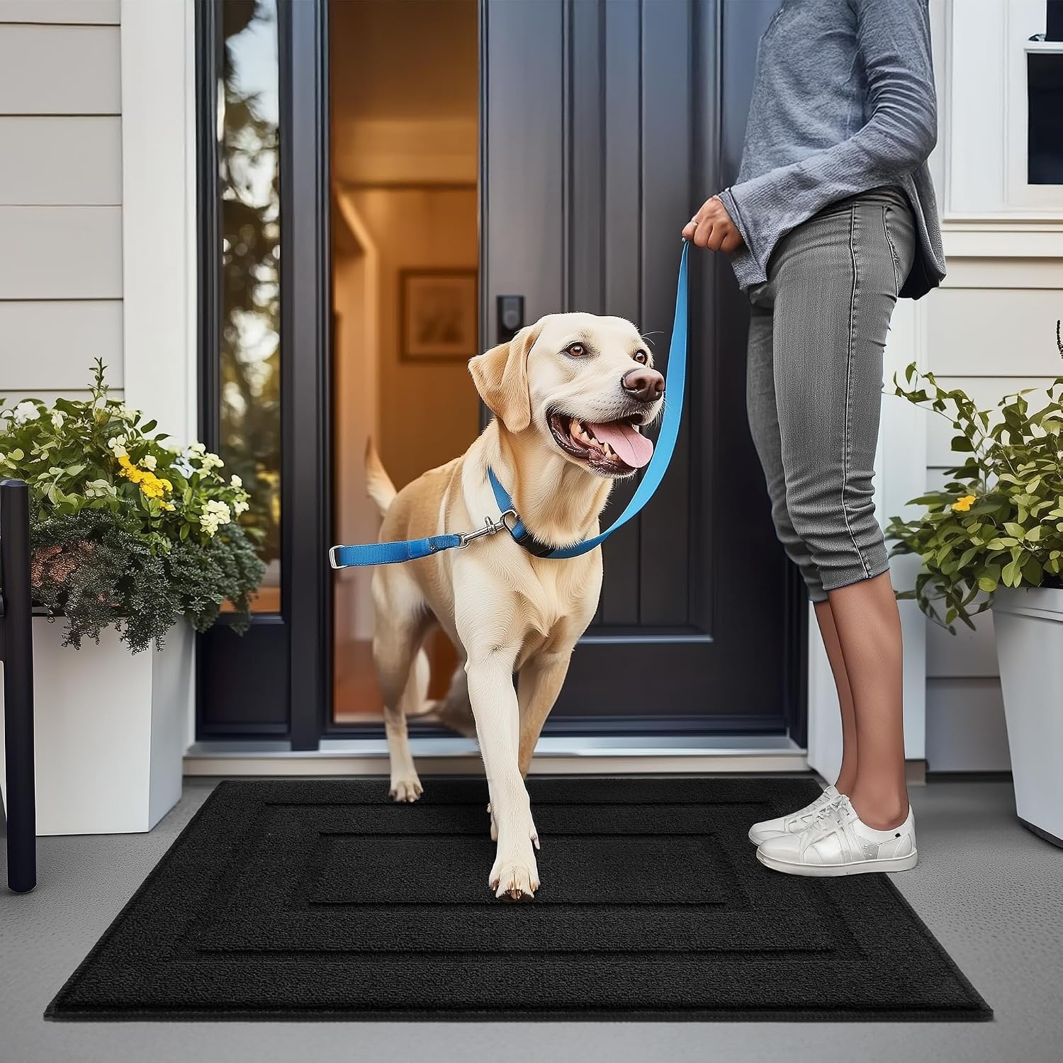 image:imageGRANNY SAYS Front Door Mat Indoor Entrance Indoor Door Rugs for Entryway LowProfile NonSlip Outdoor Rugs Washable Floor Mat Welcome Mat 32x20 GreyAblack