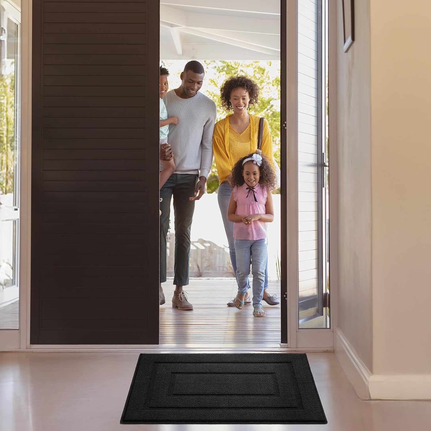 image:imageGRANNY SAYS Front Door Mat Indoor Entrance Indoor Door Rugs for Entryway LowProfile NonSlip Outdoor Rugs Washable Floor Mat Welcome Mat 32x20 GreyAblack