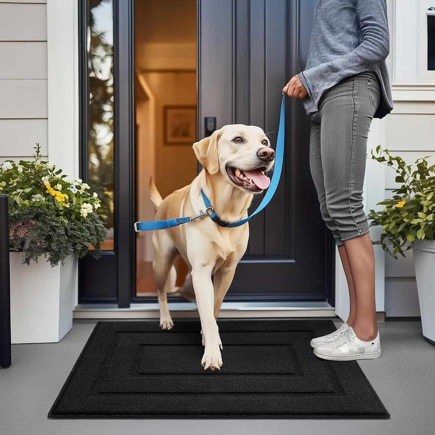 image:imageGRANNY SAYS Front Door Mat Indoor Entrance Indoor Door Rugs for Entryway LowProfile NonSlip Outdoor Rugs Washable Floor Mat Welcome Mat 32x20 GreyAblack
