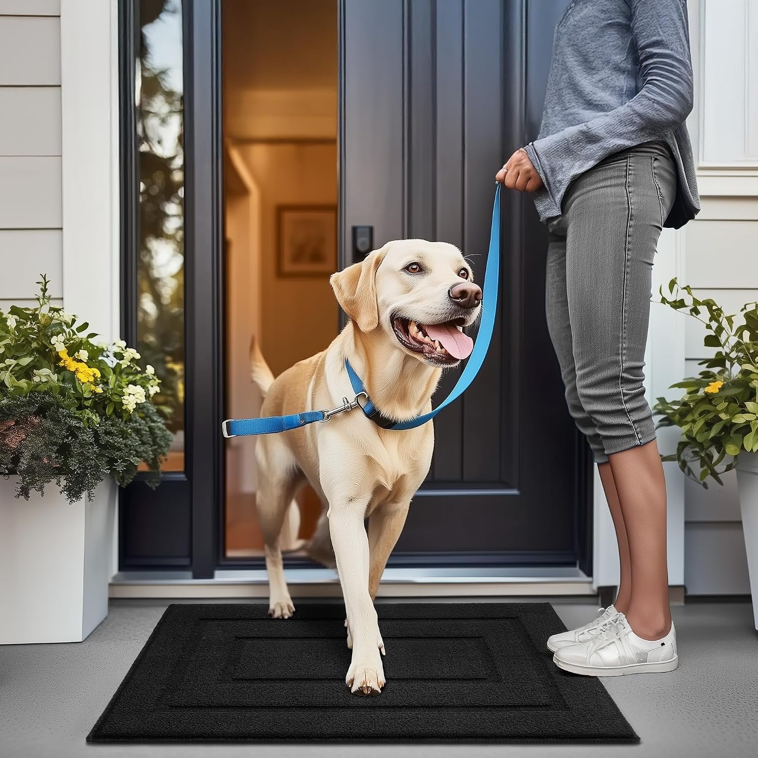 image:imageGRANNY SAYS Front Door Mat Indoor Entrance Indoor Door Rugs for Entryway LowProfile NonSlip Outdoor Rugs Washable Floor Mat Welcome Mat 32x20 GreyAblack