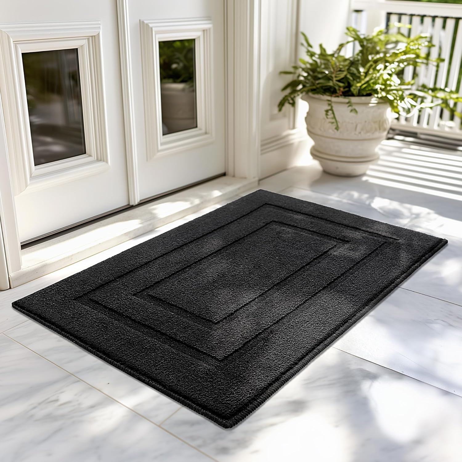 image:imageGRANNY SAYS Front Door Mat Indoor Entrance Indoor Door Rugs for Entryway LowProfile NonSlip Outdoor Rugs Washable Floor Mat Welcome Mat 32x20 GreyAblack