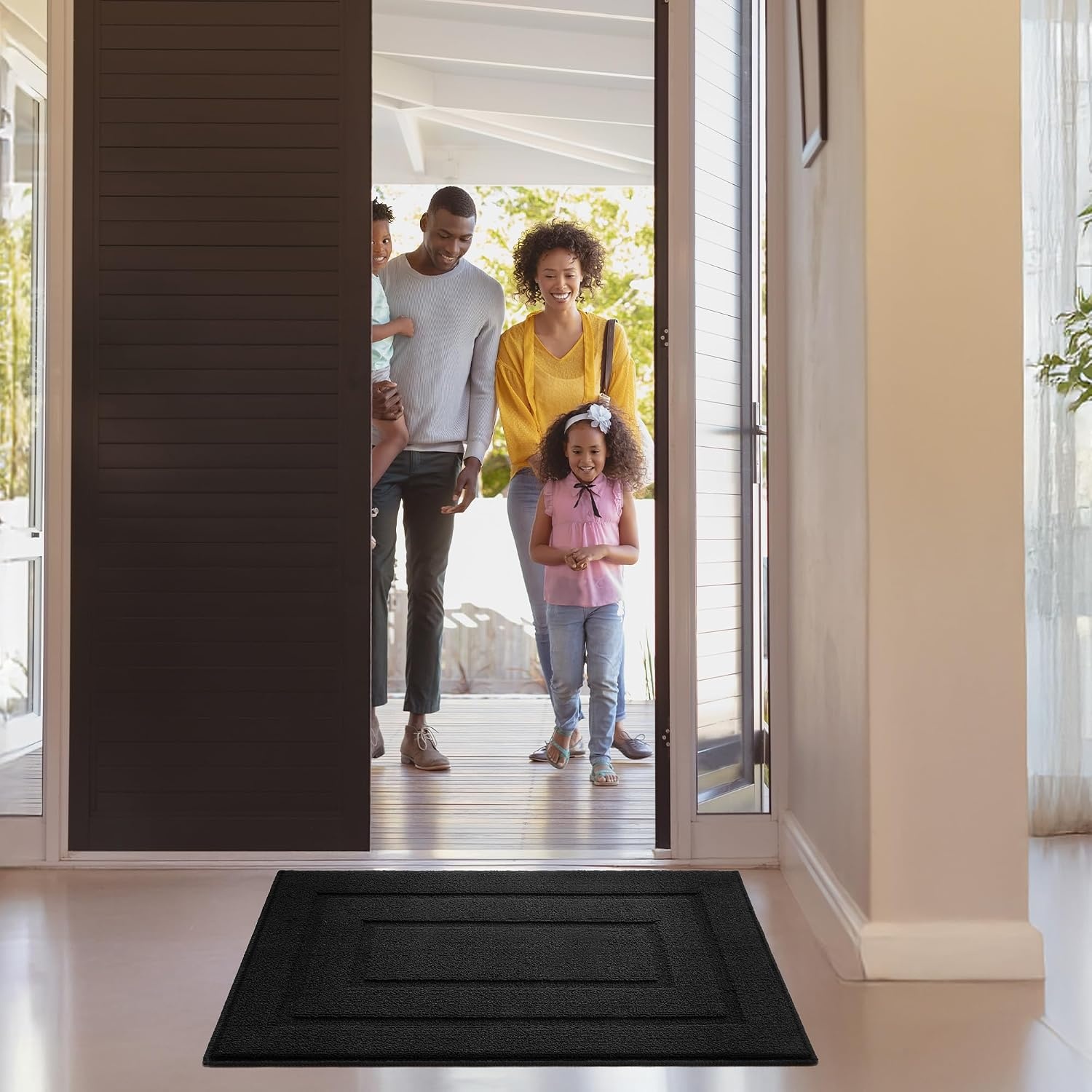 image:imageGRANNY SAYS Front Door Mat Indoor Entrance Indoor Door Rugs for Entryway LowProfile NonSlip Outdoor Rugs Washable Floor Mat Welcome Mat 32x20 GreyAblack