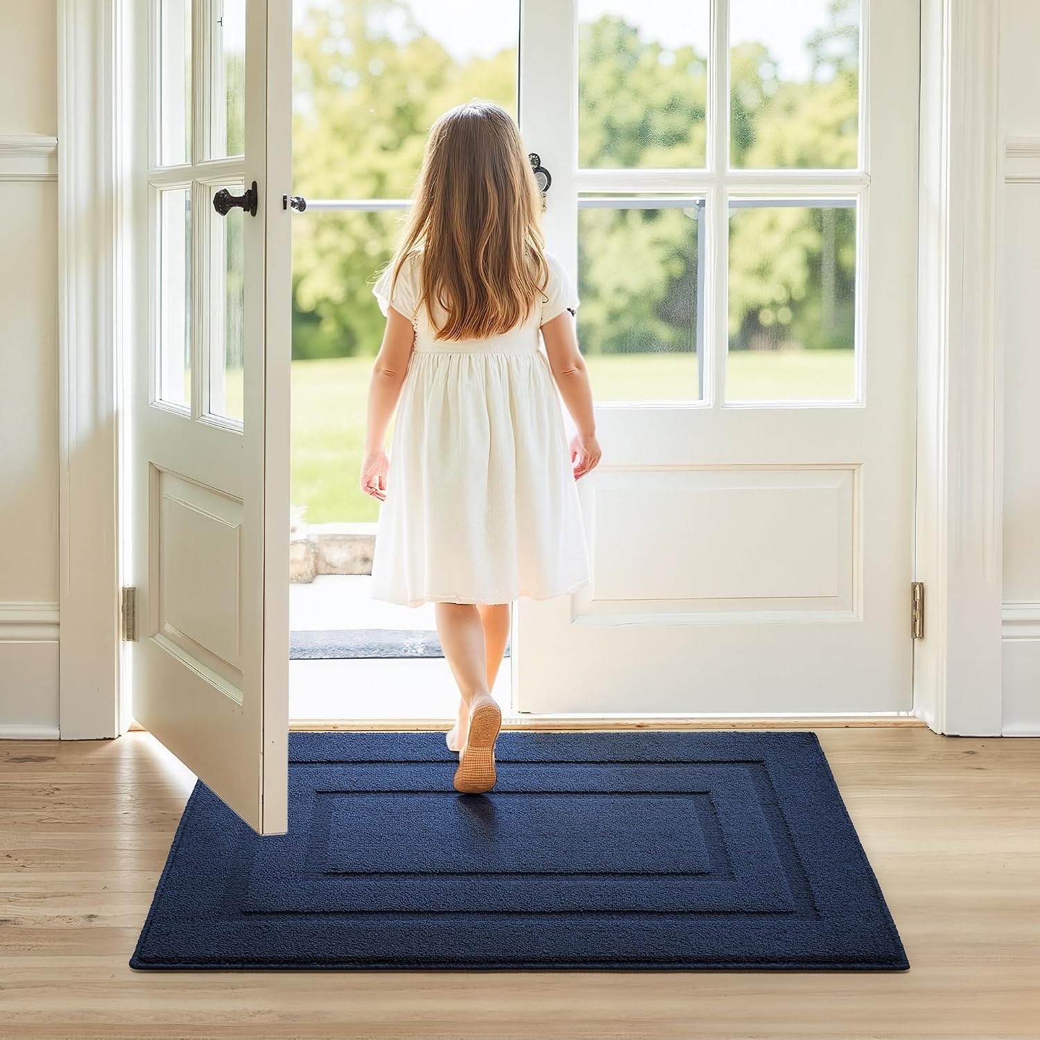 image:imageGRANNY SAYS Front Door Mat Indoor Entrance Indoor Door Rugs for Entryway LowProfile NonSlip Outdoor Rugs Washable Floor Mat Welcome Mat 32x20 GreyAdeep Blue