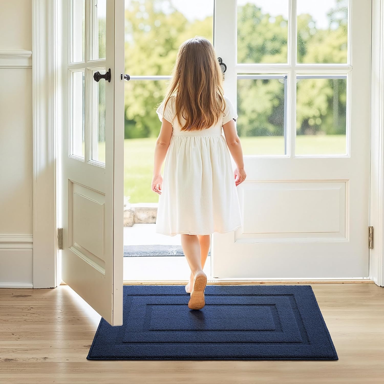 image:imageGRANNY SAYS Front Door Mat Indoor Entrance Indoor Door Rugs for Entryway LowProfile NonSlip Outdoor Rugs Washable Floor Mat Welcome Mat 32x20 GreyAdeep Blue