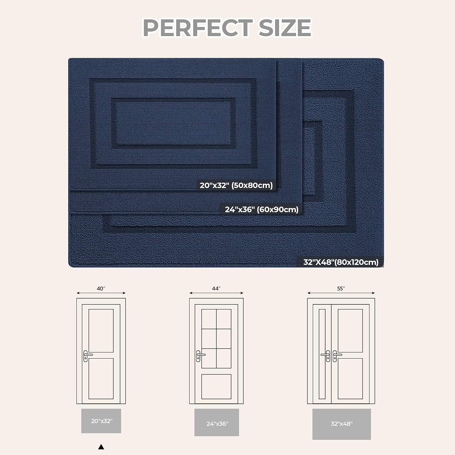 image:imageGRANNY SAYS Front Door Mat Indoor Entrance Indoor Door Rugs for Entryway LowProfile NonSlip Outdoor Rugs Washable Floor Mat Welcome Mat 32x20 GreyAdeep Blue