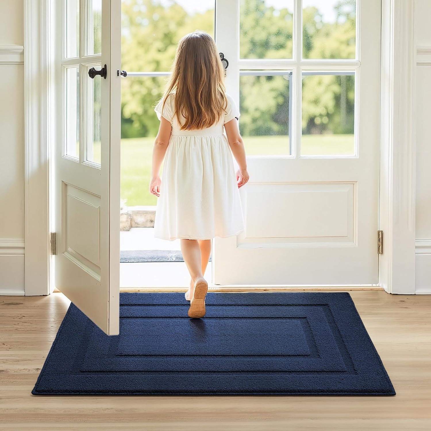 image:imageGRANNY SAYS Front Door Mat Indoor Entrance Indoor Door Rugs for Entryway LowProfile NonSlip Outdoor Rugs Washable Floor Mat Welcome Mat 32x20 GreyAdeep Blue