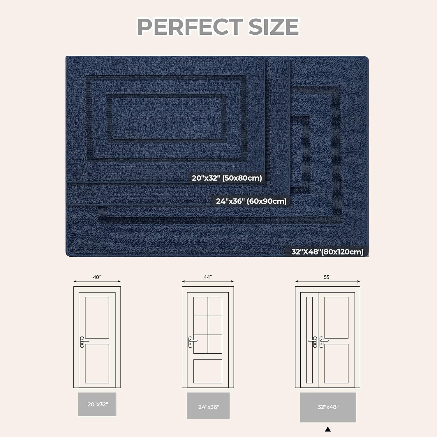 image:imageGRANNY SAYS Front Door Mat Indoor Entrance Indoor Door Rugs for Entryway LowProfile NonSlip Outdoor Rugs Washable Floor Mat Welcome Mat 32x20 GreyAdeep Blue