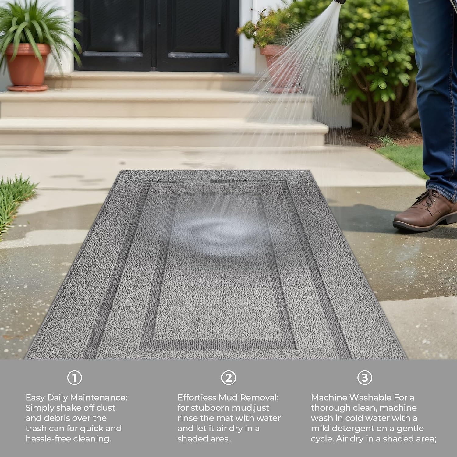 image:imageGRANNY SAYS Front Door Mat Indoor Entrance Indoor Door Rugs for Entryway LowProfile NonSlip Outdoor Rugs Washable Floor Mat Welcome Mat 32x20 GreyAgrey