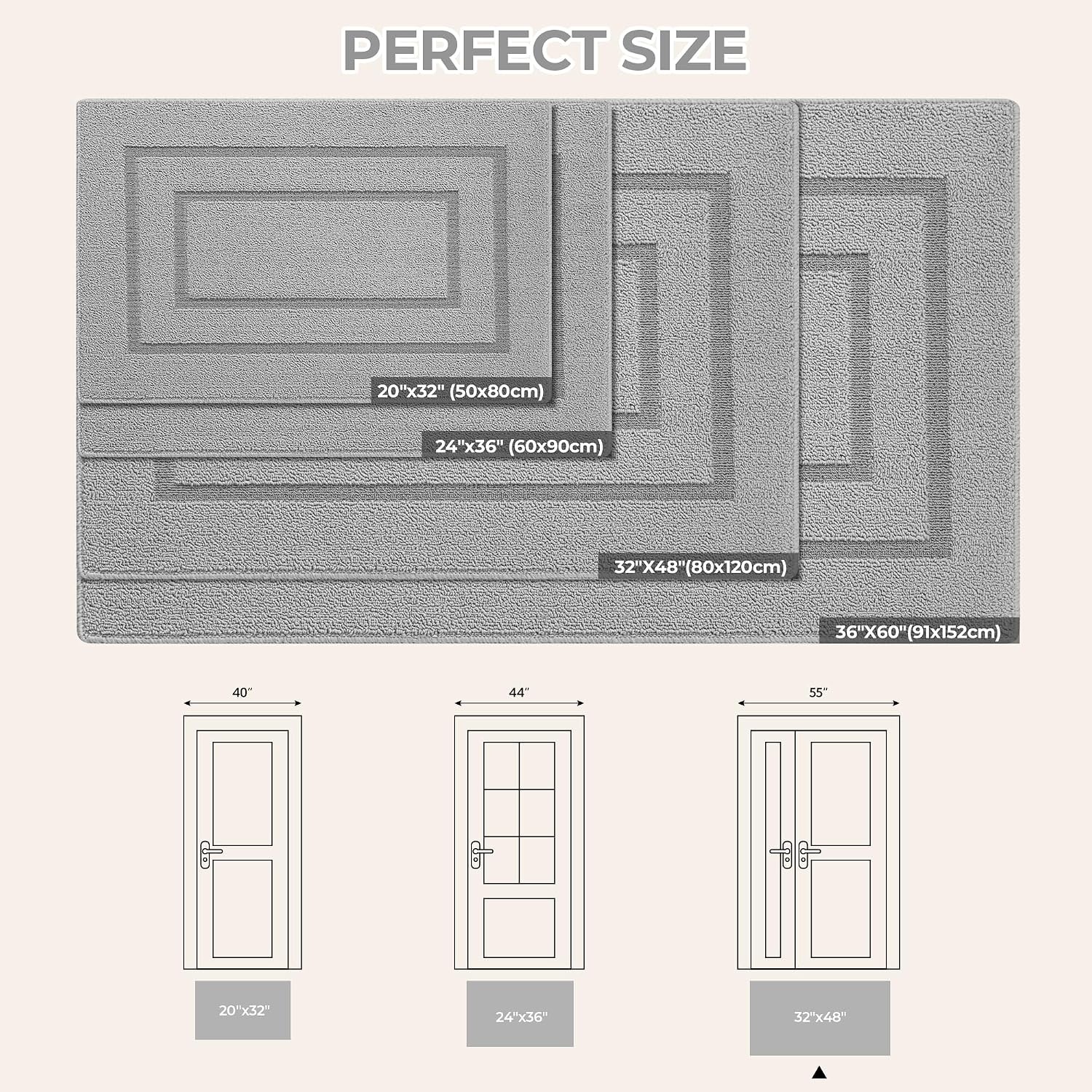 image:imageGRANNY SAYS Front Door Mat Indoor Entrance Indoor Door Rugs for Entryway LowProfile NonSlip Outdoor Rugs Washable Floor Mat Welcome Mat 32x20 GreyAgrey