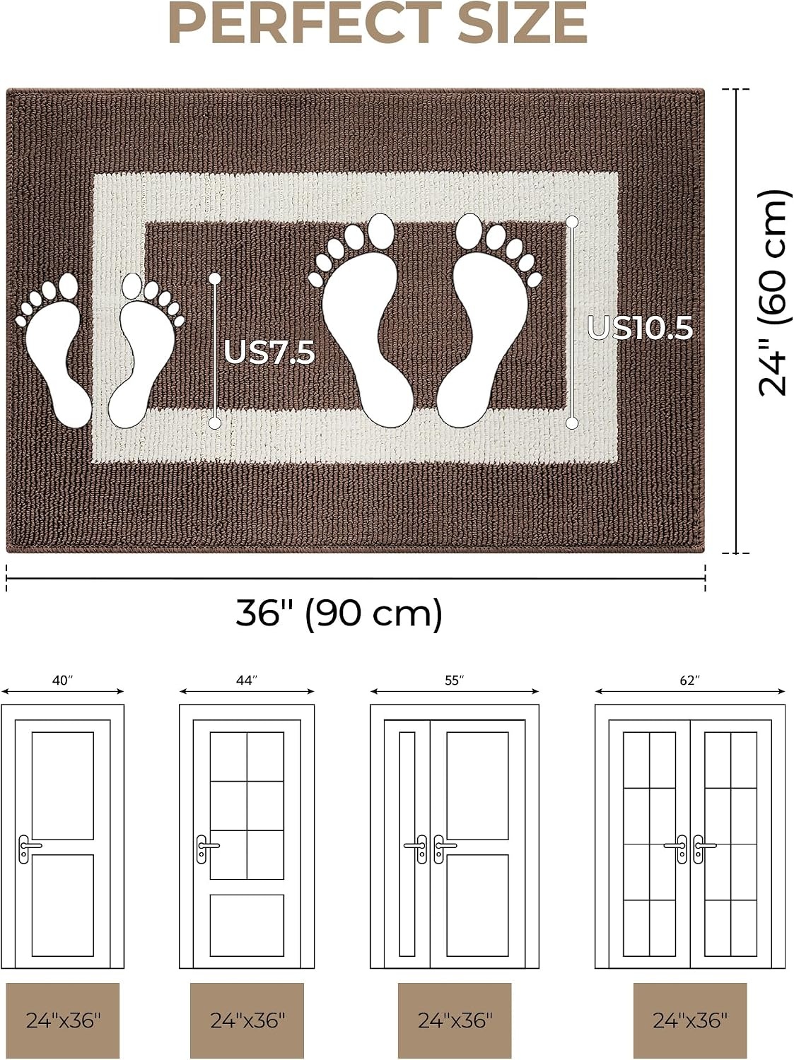 image:imageGRANNY SAYS Front Door Mat Indoor Entrance Indoor Door Rugs for Entryway LowProfile NonSlip Outdoor Rugs Washable Floor Mat Welcome Mat 32x20 GreyDark Brown Rectangular
