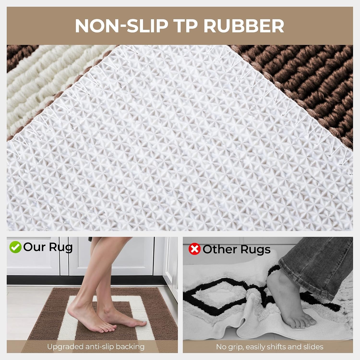 image:imageGRANNY SAYS Front Door Mat Indoor Entrance Indoor Door Rugs for Entryway LowProfile NonSlip Outdoor Rugs Washable Floor Mat Welcome Mat 32x20 GreyDark Brown Rectangular