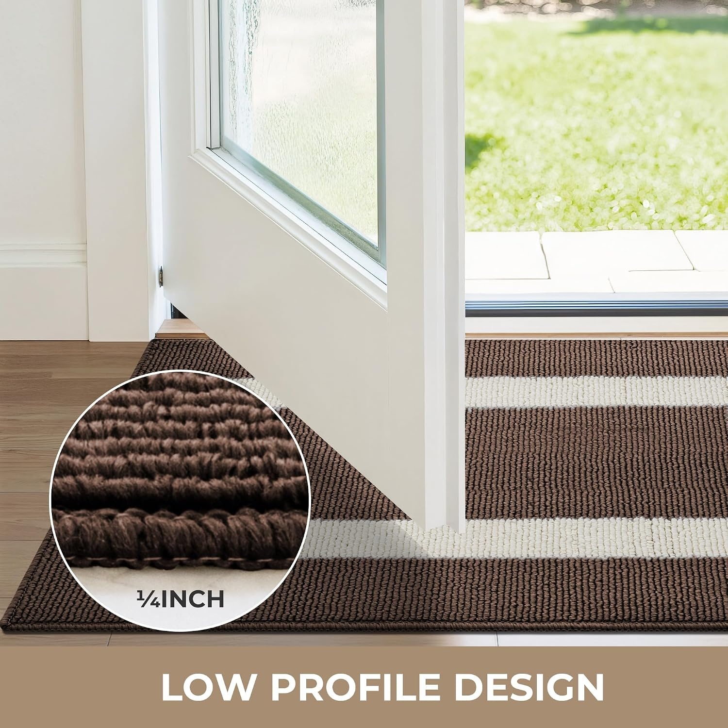 image:imageGRANNY SAYS Front Door Mat Indoor Entrance Indoor Door Rugs for Entryway LowProfile NonSlip Outdoor Rugs Washable Floor Mat Welcome Mat 32x20 GreyDark Brown Rectangular