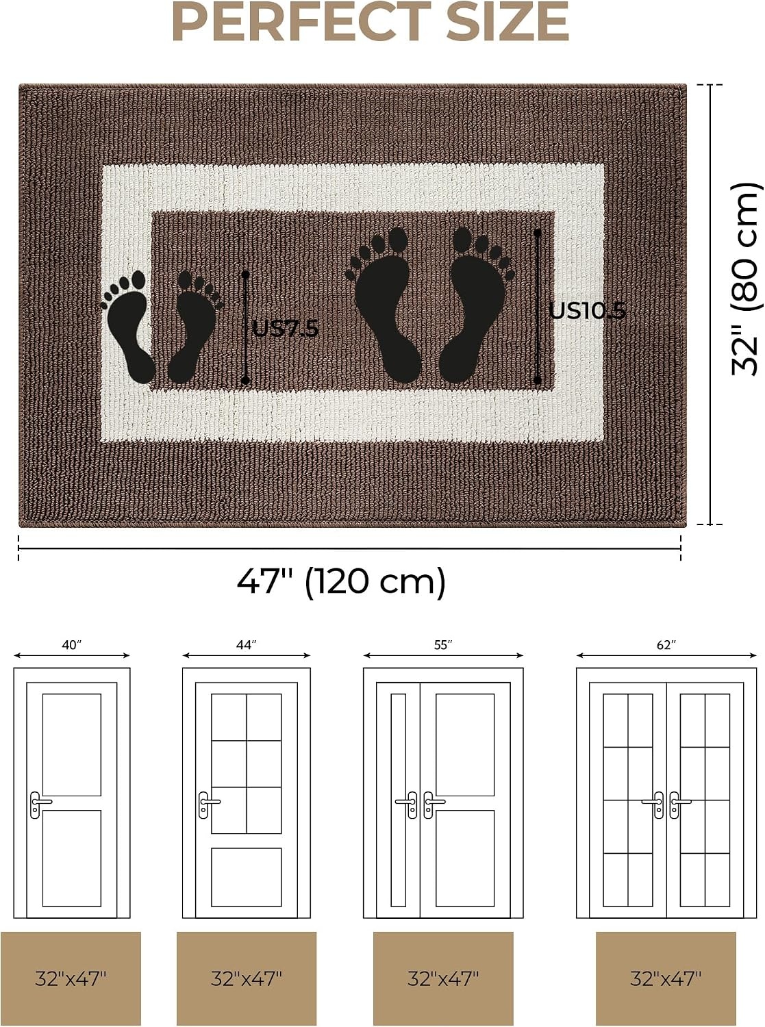 image:imageGRANNY SAYS Front Door Mat Indoor Entrance Indoor Door Rugs for Entryway LowProfile NonSlip Outdoor Rugs Washable Floor Mat Welcome Mat 32x20 GreyDark Brown Rectangular
