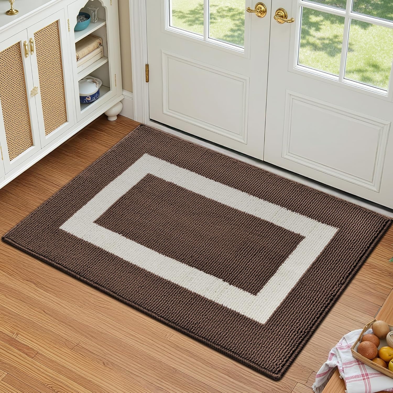 image:imageGRANNY SAYS Front Door Mat Indoor Entrance Indoor Door Rugs for Entryway LowProfile NonSlip Outdoor Rugs Washable Floor Mat Welcome Mat 32x20 GreyDark Brown Rectangular