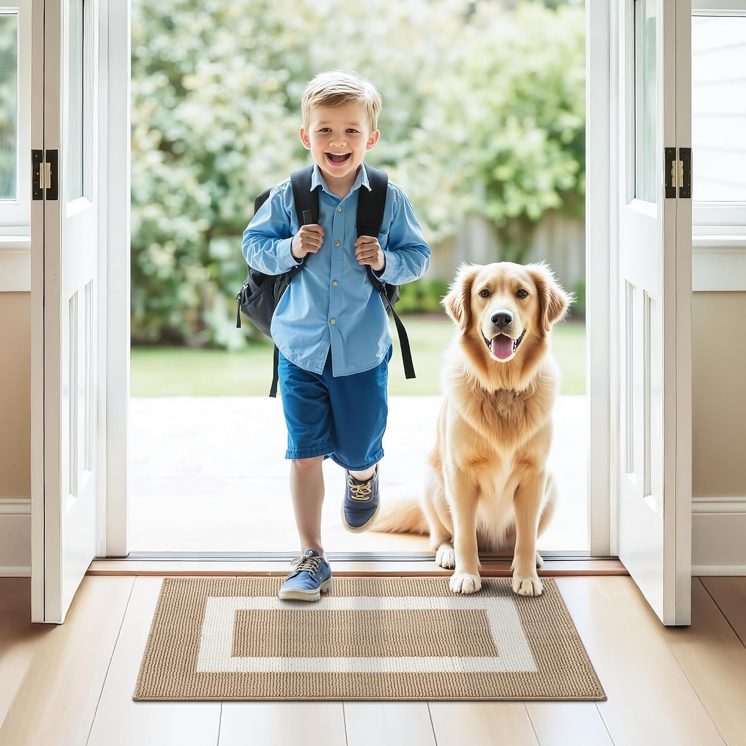 image:imageGRANNY SAYS Front Door Mat Indoor Entrance Indoor Door Rugs for Entryway LowProfile NonSlip Outdoor Rugs Washable Floor Mat Welcome Mat 32x20 GreyKhaki Rectangular