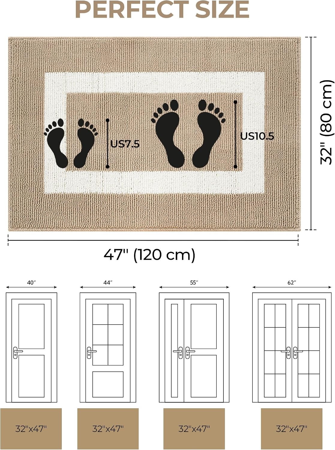 image:imageGRANNY SAYS Front Door Mat Indoor Entrance Indoor Door Rugs for Entryway LowProfile NonSlip Outdoor Rugs Washable Floor Mat Welcome Mat 32x20 GreyKhaki Rectangular